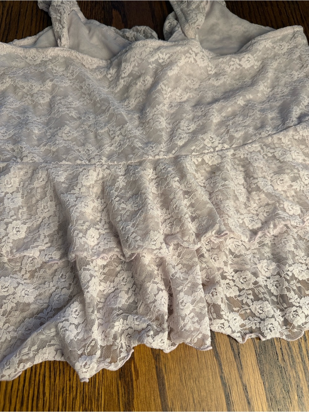 Lace Ruffle Top Old Navy L Blush Pink Tie Front Coquette Romantic Tiered Cami - Picture 10 of 11